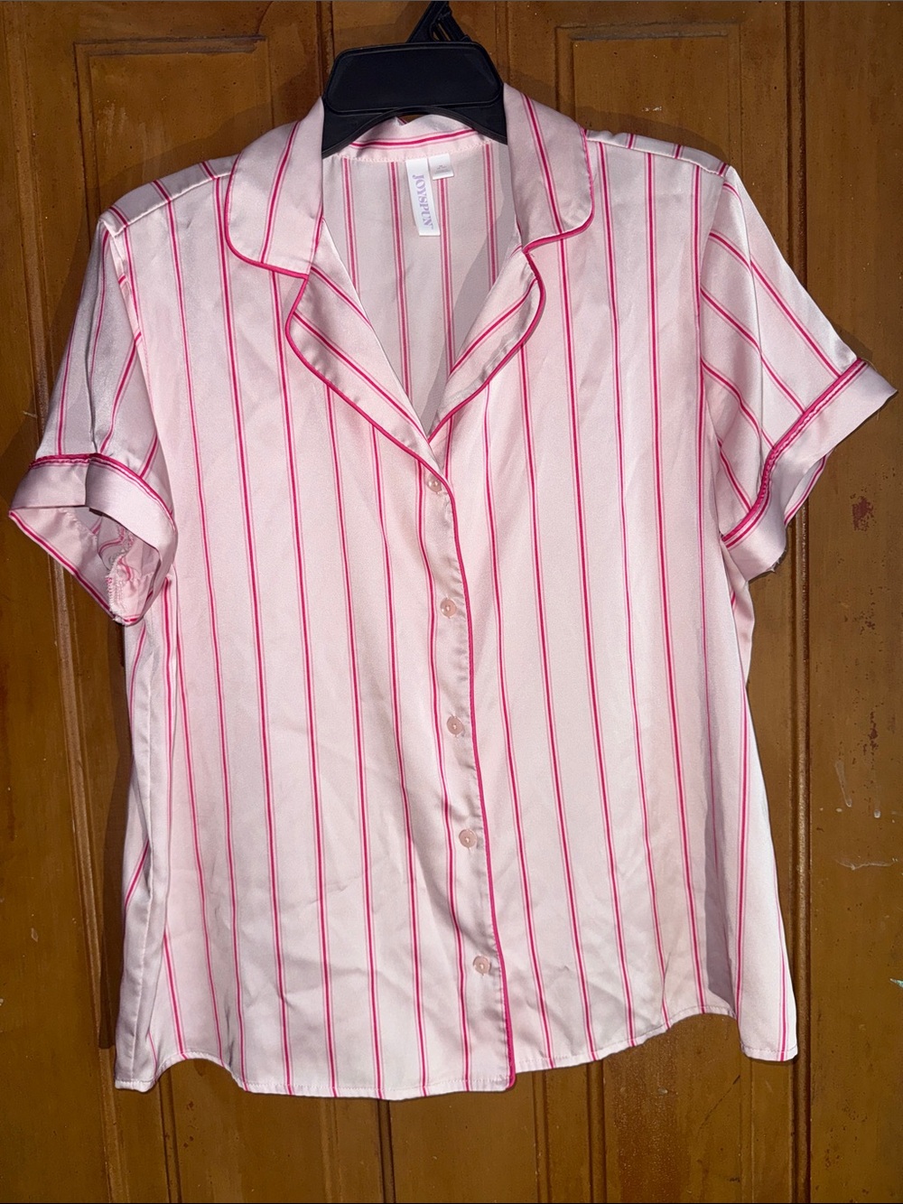Pink Striped Short-Sleeve Pajama Set - Classic Silky Comfort